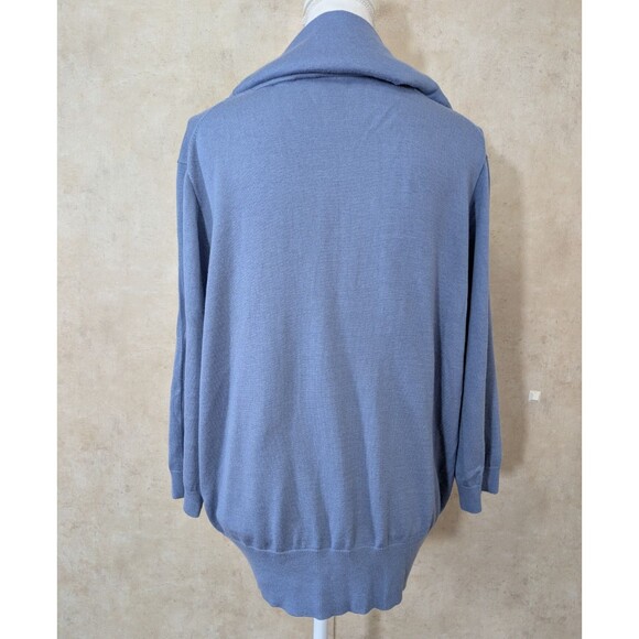 Dana Buchman Sweater Woman 2X Blue Cashmere Silk Cowl Neck Preppy Minimalist - Picture 3 of 9